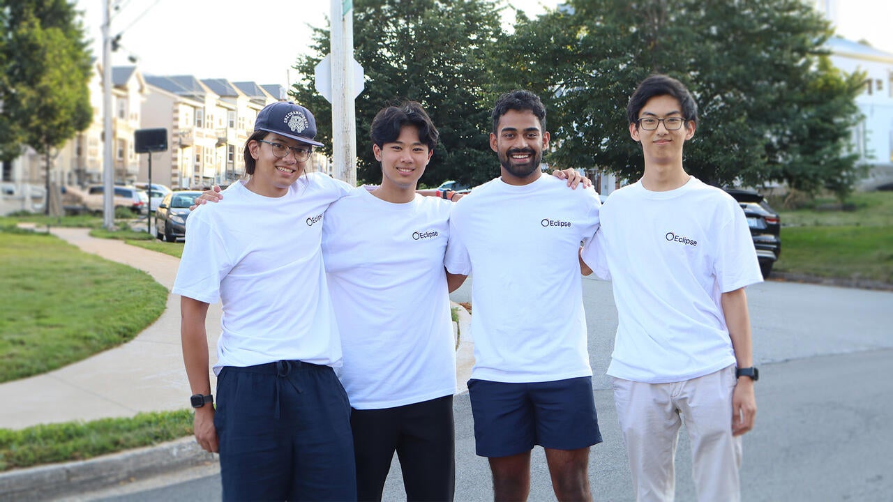 Eclipse founders Mingchung Xia, Krish Kodali, Luke Wang and Nathan Chao stand together on a street