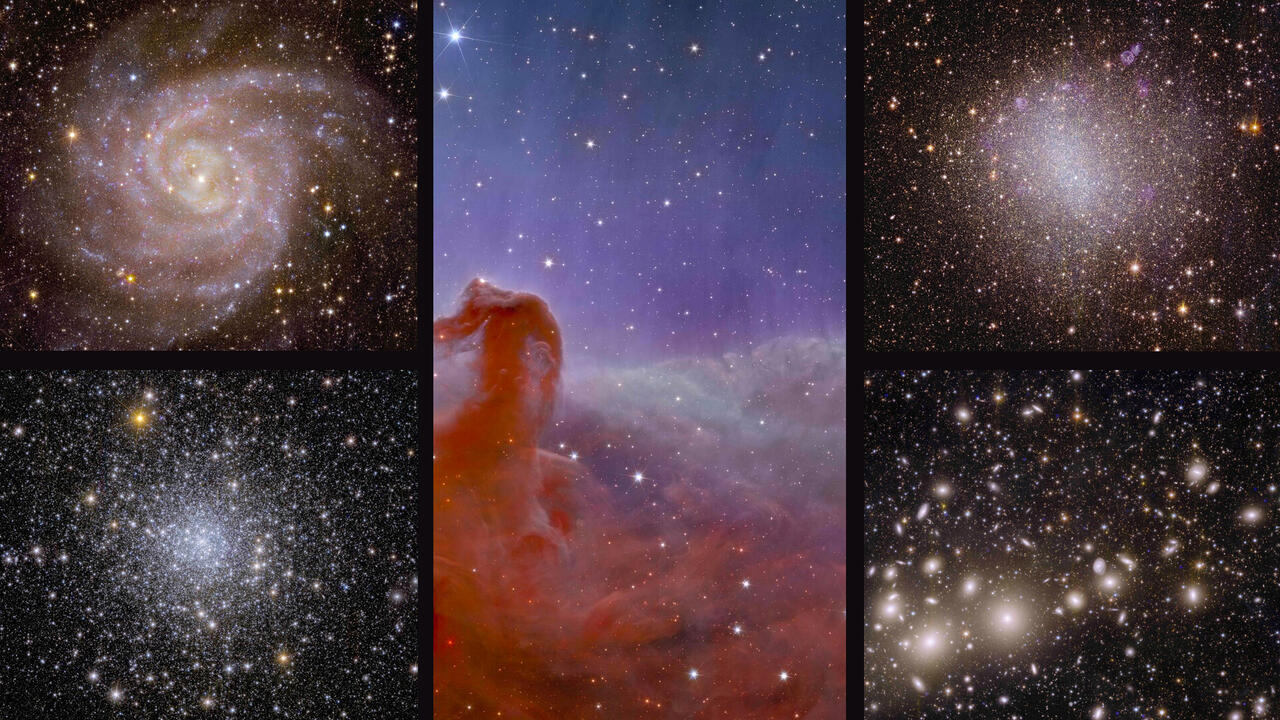 A collage of galaxies and nebula