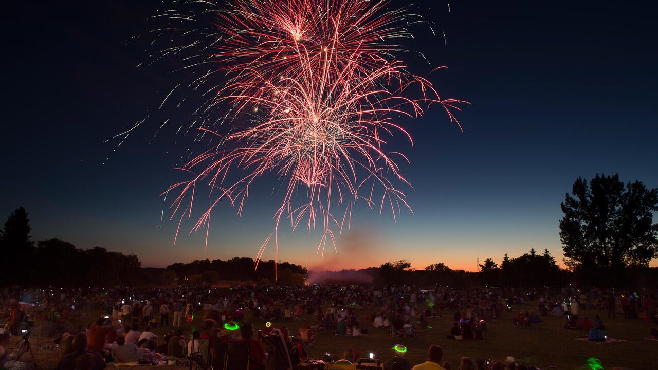 Fireworks over Canada Day celebration