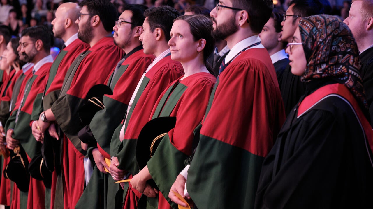 PhD graduates at convocation