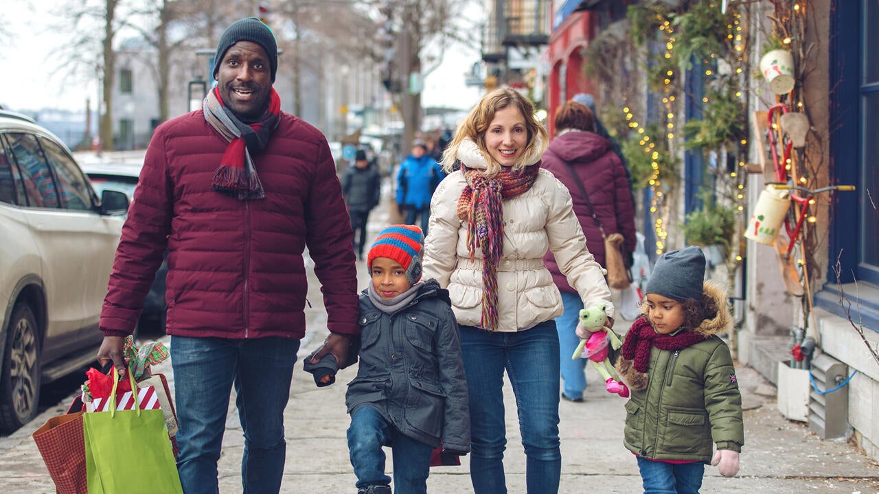 Family out holiday shopping