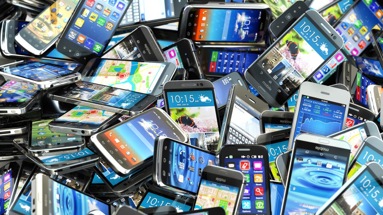 Large pile of cell phones