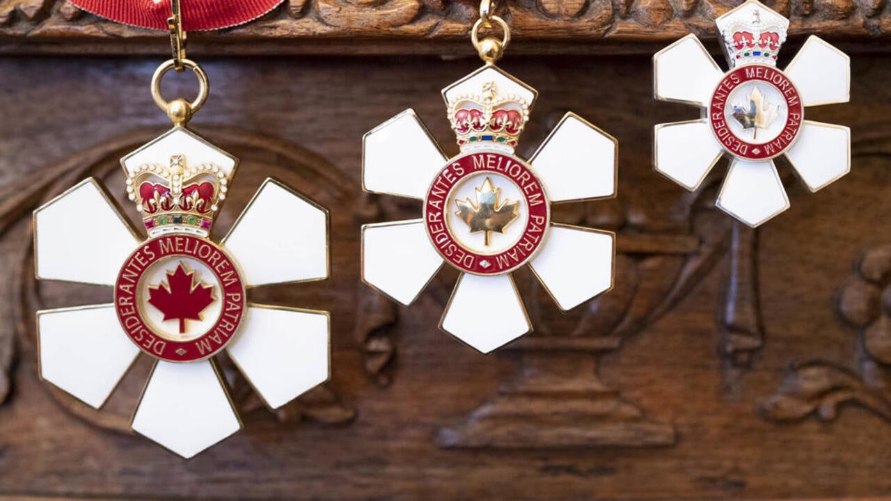 Order of Canada medals on display. Photo credit Sgt Johanie Maheu, Rideau Hall