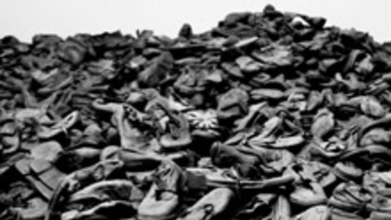 Large pile of shoes in black and white