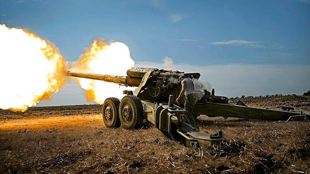 A piece of artillery firing