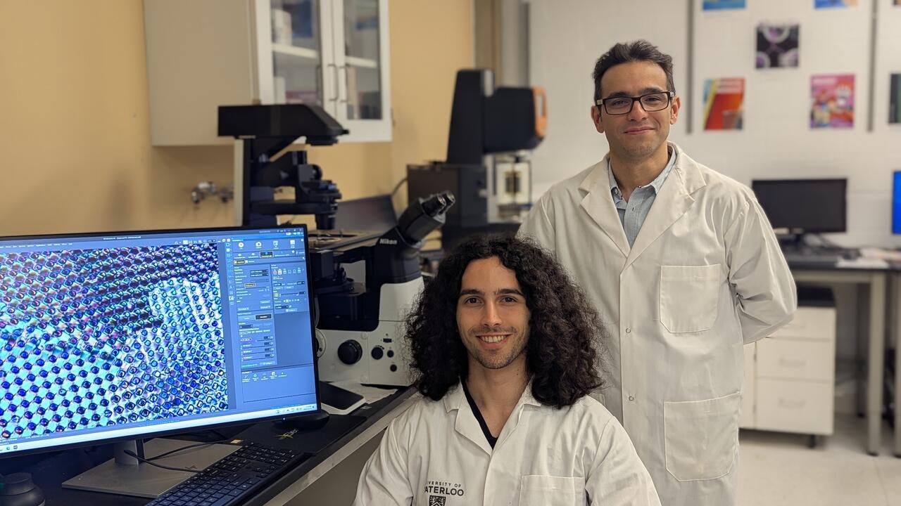 Matthew Scarfo (left), a Waterloo PhD student, and Dr. Hamed Shahsavan, professor of chemical engineering
