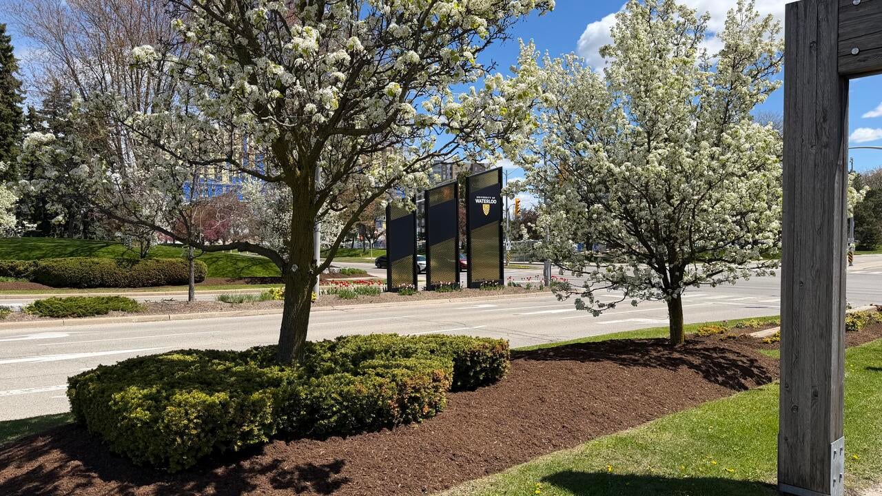 University of Waterloo sign in spring time