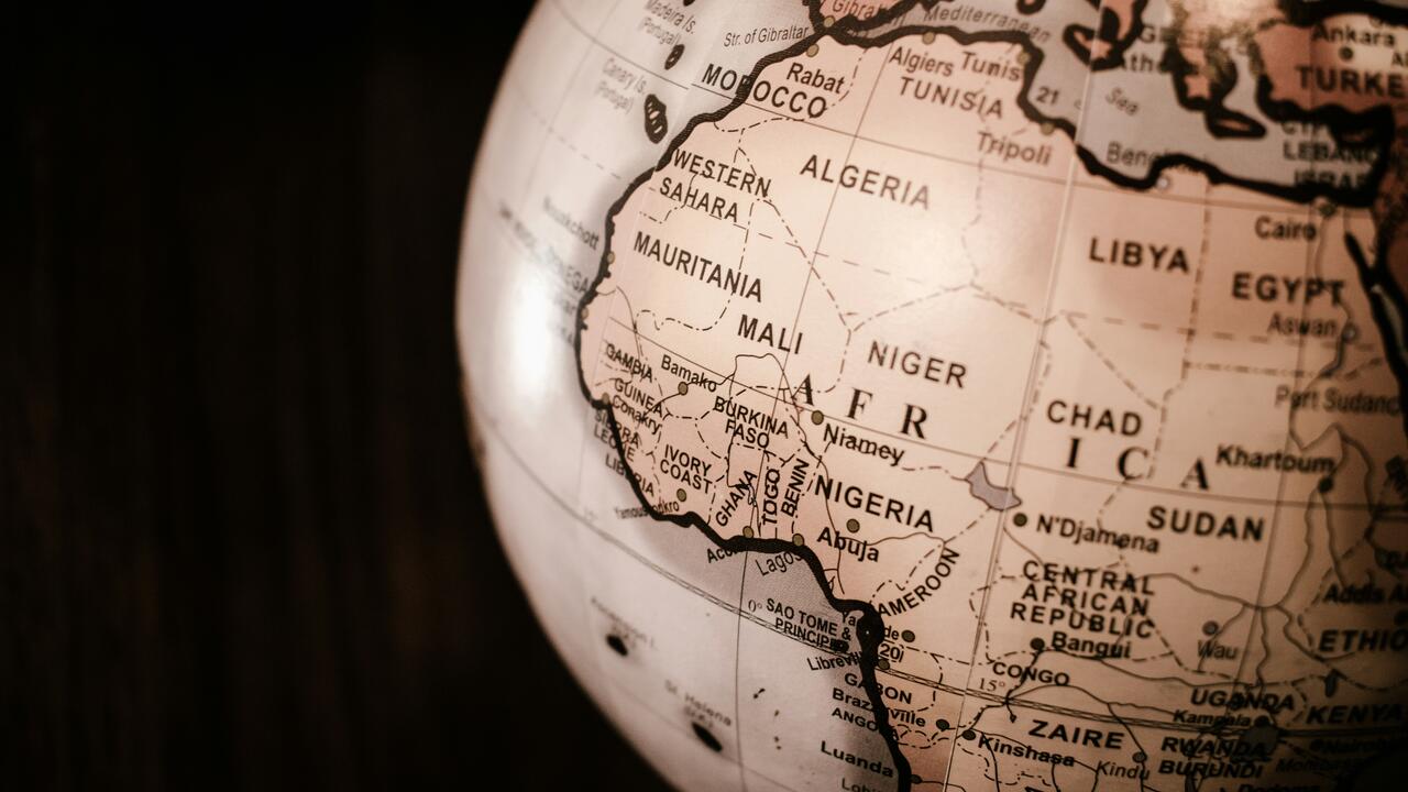 A globe showing the continent of Africa