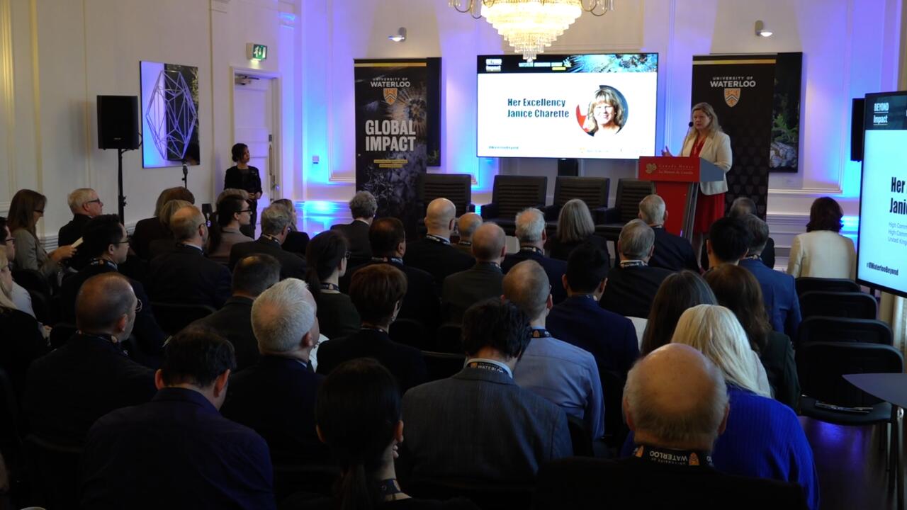Janice Charette speaking at the Waterloo Innovation Summit in London