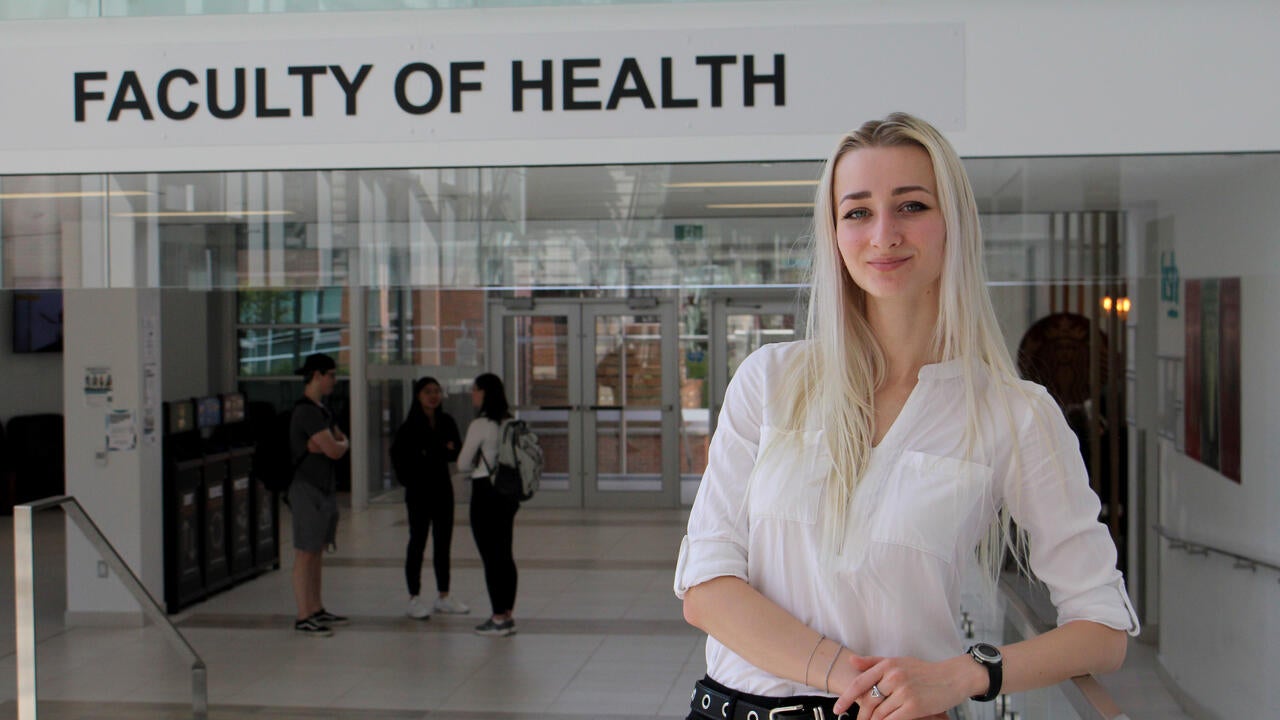 Lena Kozyk in the Health Expansion Building