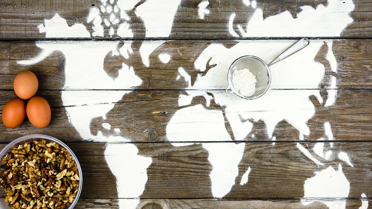 Map of the world made with flour