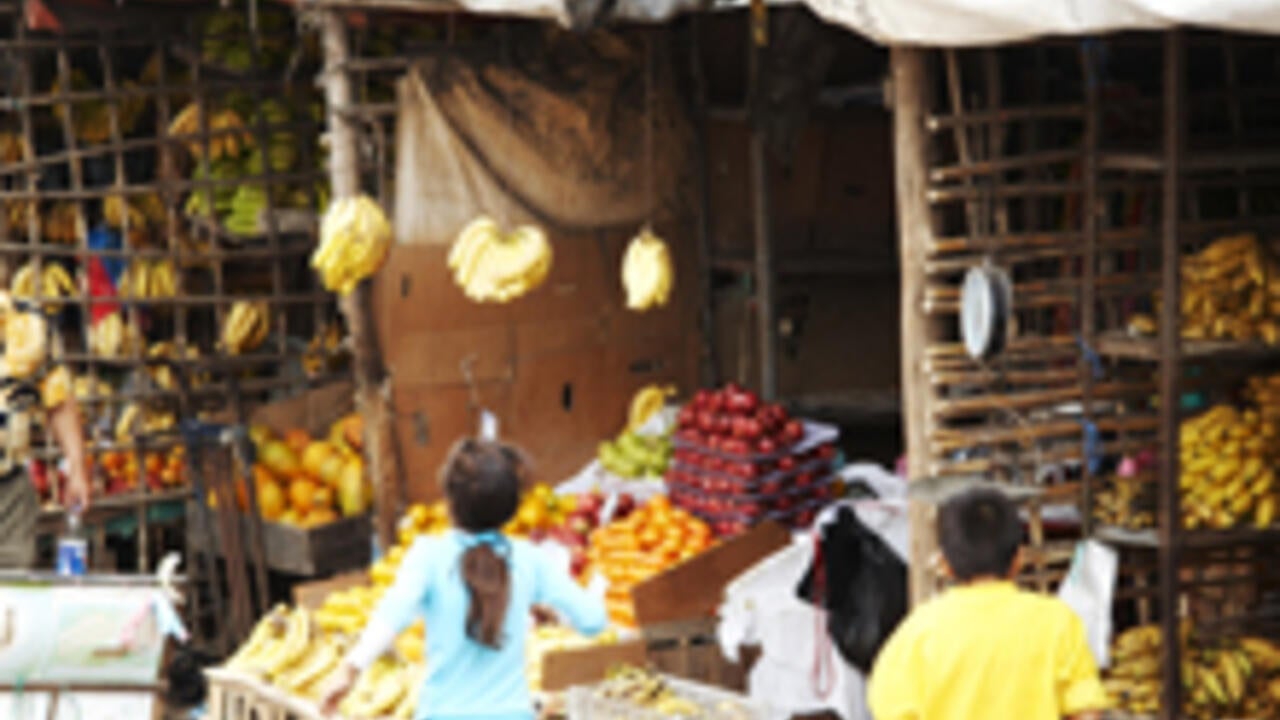 Chidren shopping in a market