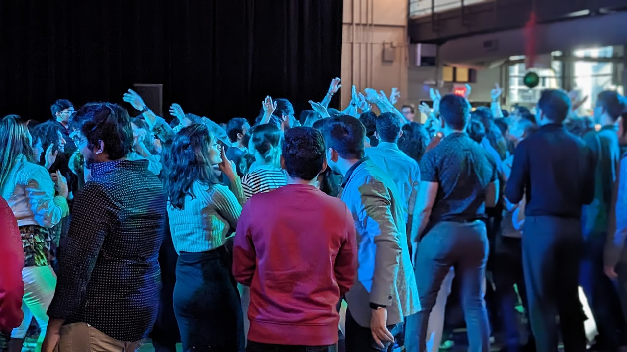 Students on the dance floor at Fed Hall 