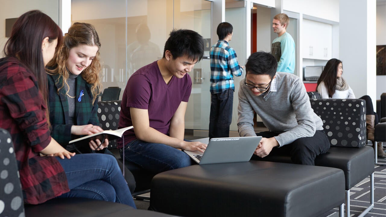 Waterloo students studying inside the Stratford School