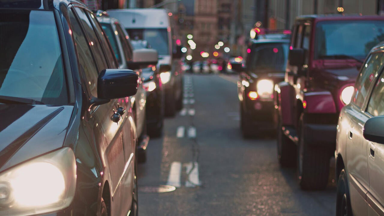 Two lines of cars in traffic