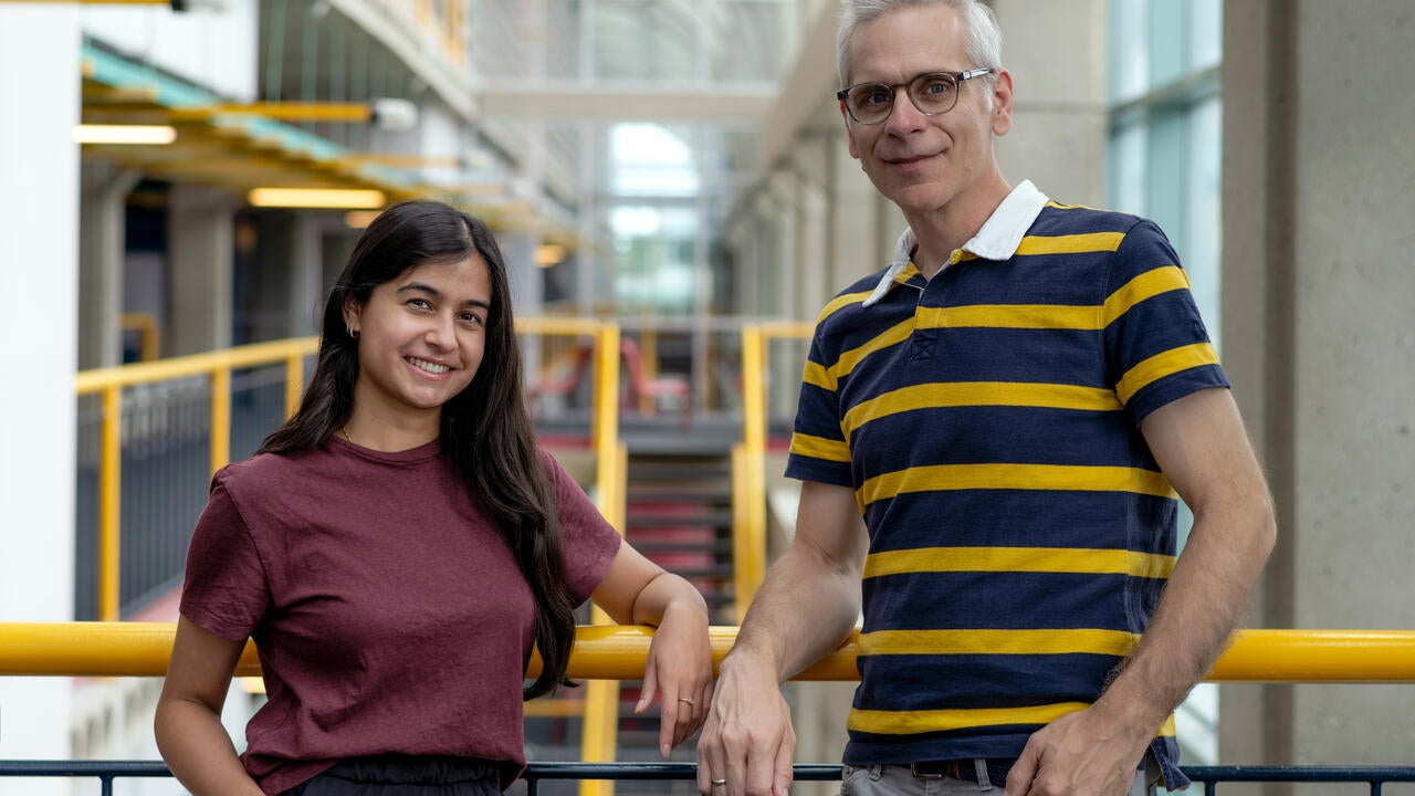 Nikhita Joshi and Dr. Daniel Vogel pose for a photo in the Faculty of Math building