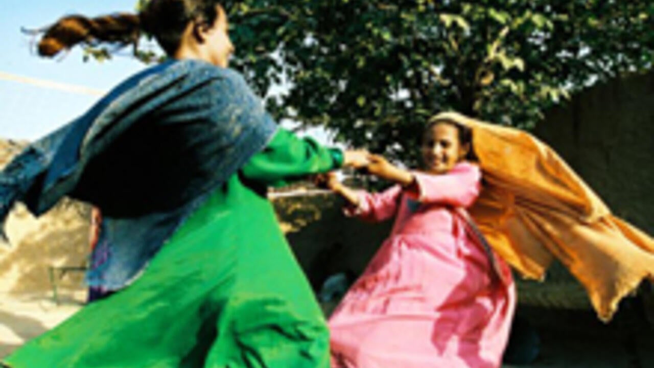 Girls playing outside