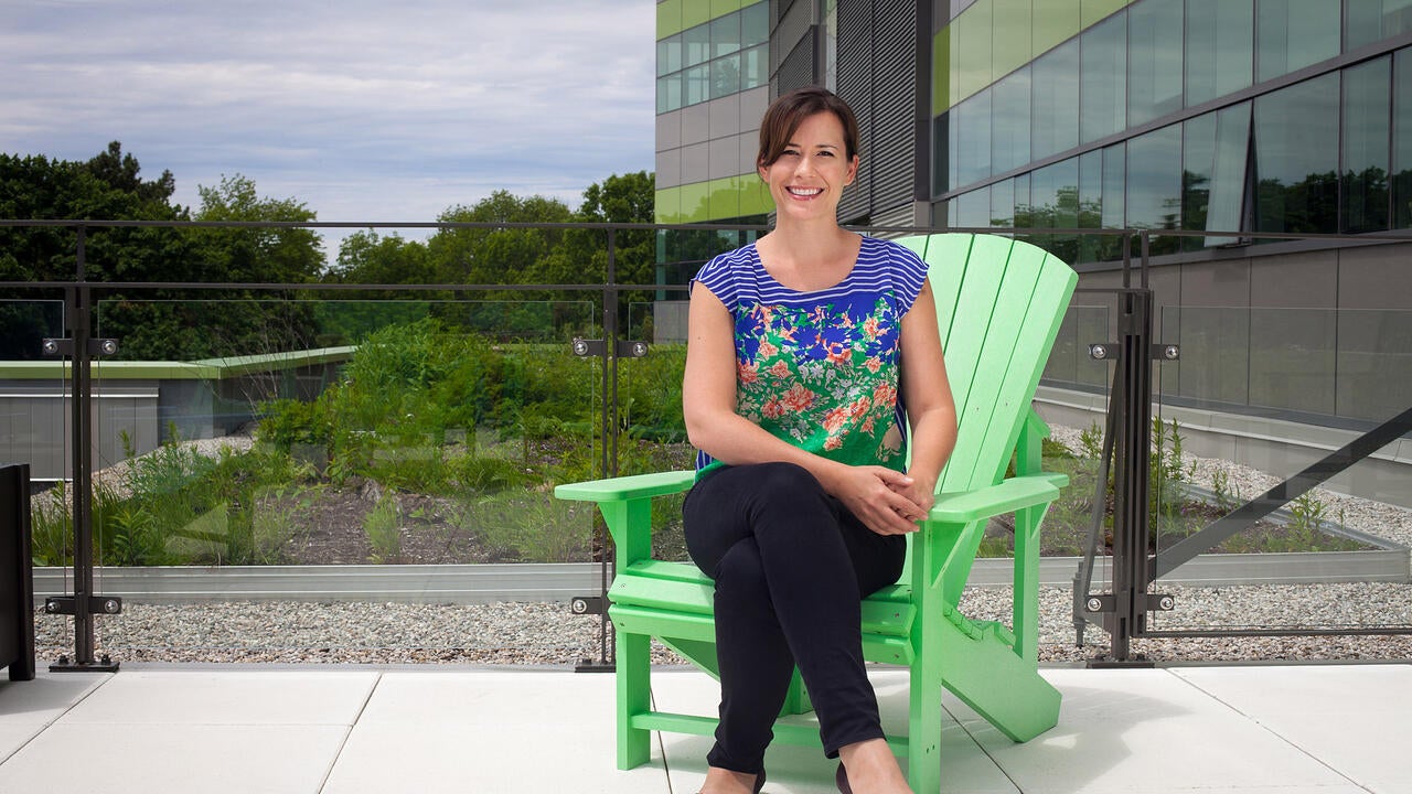 Sarah Burch sitting outside Environment 3