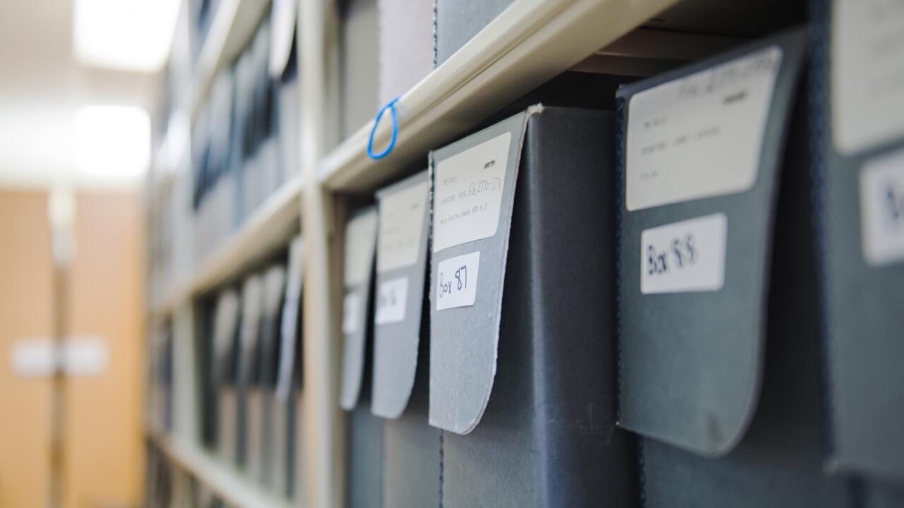 Hollinger boxes in Waterloo's archives