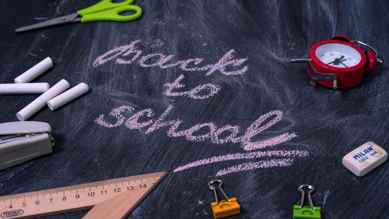 'Back to school' written on a blackboard
