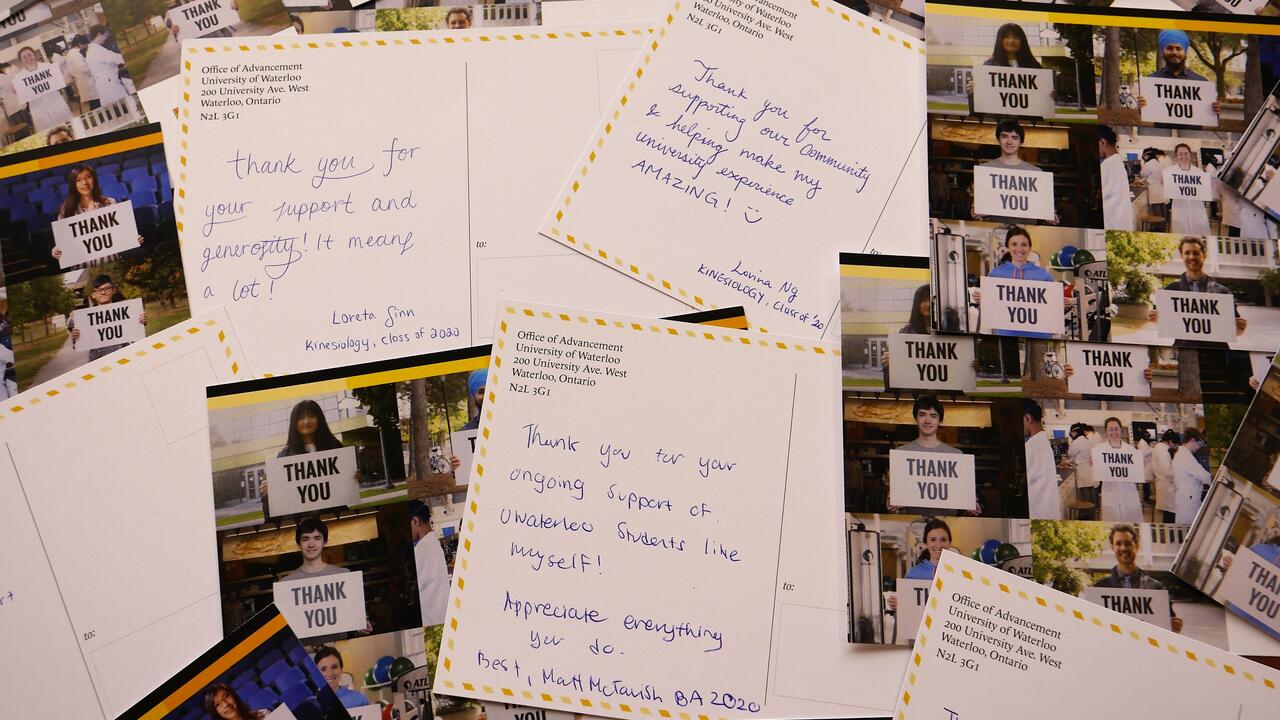 Thank you cards for donors written by students
