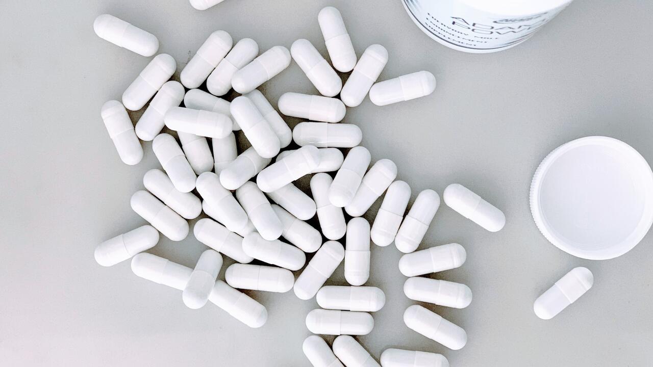 Pills on a countertop
