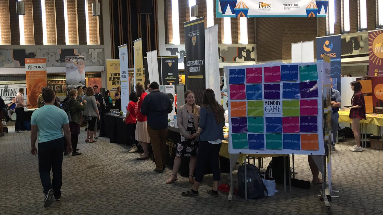 Wide shot of campus life fair