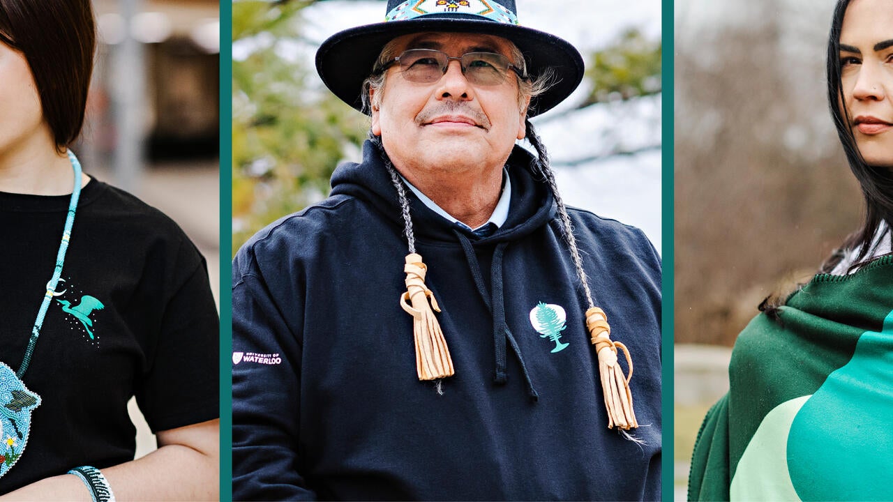 Three models wearing various items from the collection