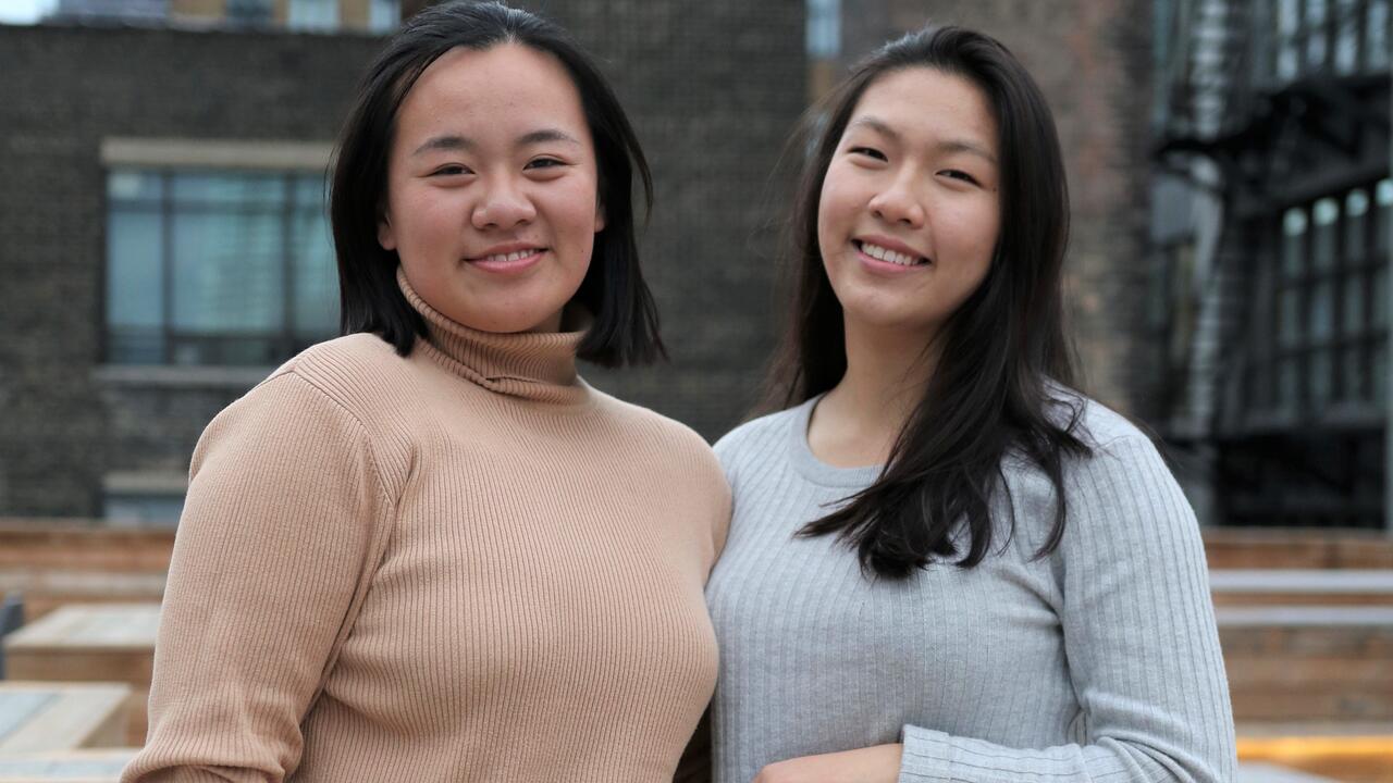 Queenie Wu (left) and Leslie Xin are friends and third-yeard systems design engineering students.