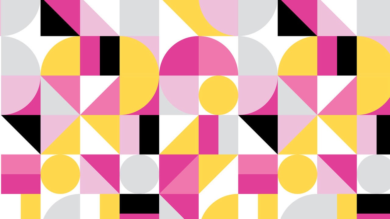 pink, yellow and grey geometric pattern