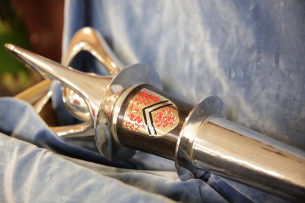 Convocation mace with Waterloo logo