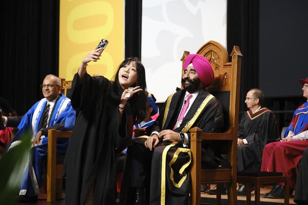 Waterloo chancellor on convocation stage