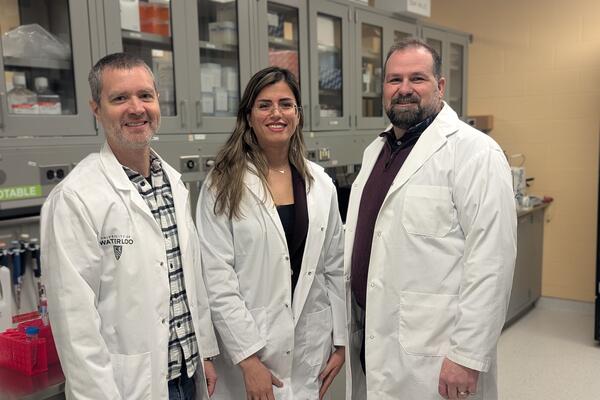 (l-r) Dr. Brian Ingalls, Dr. Sara Sadr and Dr. Marc Aucoin in their lab.