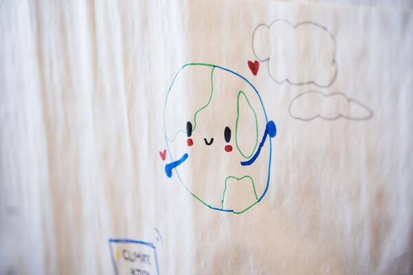 Cartoon drawing of the planet.