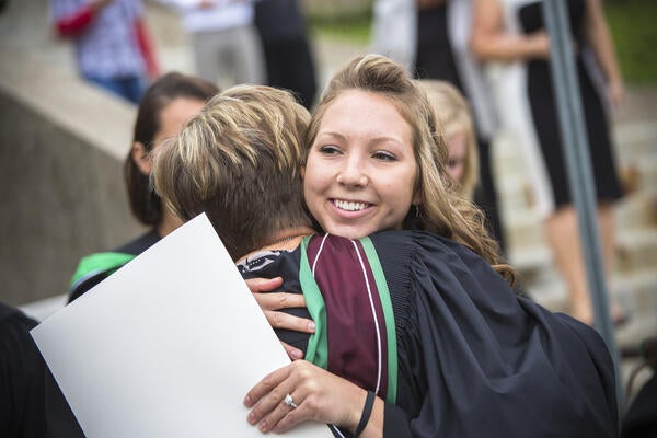 Graduate student at convocation ceremony