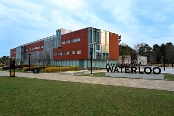 University of waterloo sign outside of the Tatum Centre