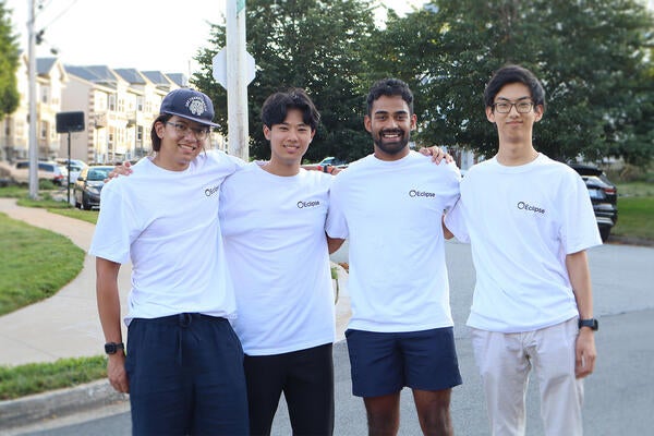 Eclipse founders Mingchung Xia, Krish Kodali, Luke Wang and Nathan Chao stand together on a street