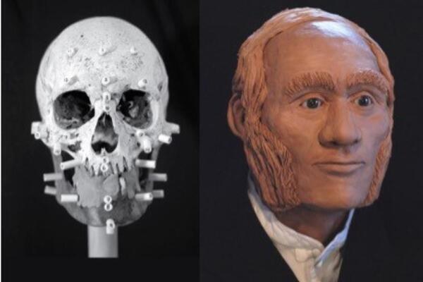 Facial reconstruction of individual identified through DNA analysis as John Gregory, HMS Erebus. 