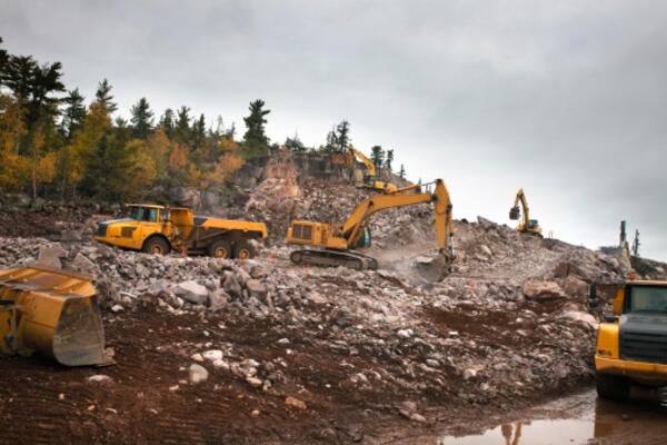 Machines used for widening road in Northern Ontario