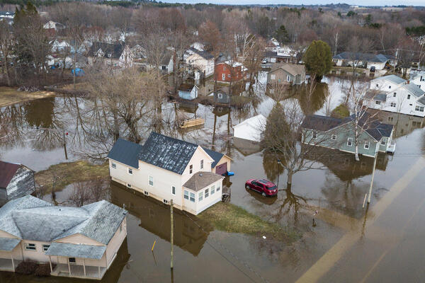 Aerial view of flooding 