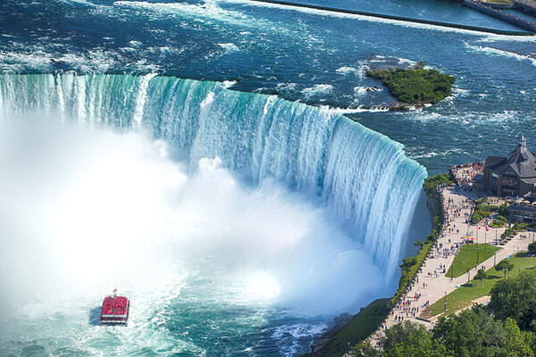 Niagara Falls boat tours attraction at Horseshoe Falls at Niagara Falls, Ontario, Canada