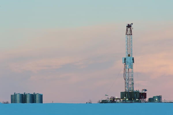 A natural gas drilling rig in British Columbia