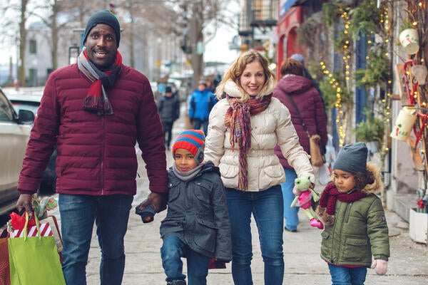 Family out holiday shopping