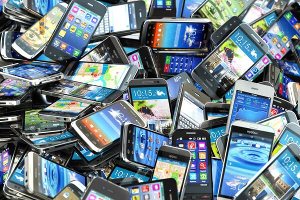 Large pile of cell phones