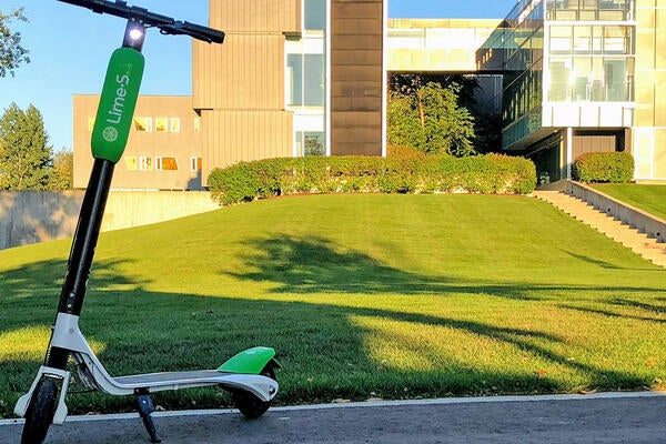A lime scooter in front of the perimeter institute building