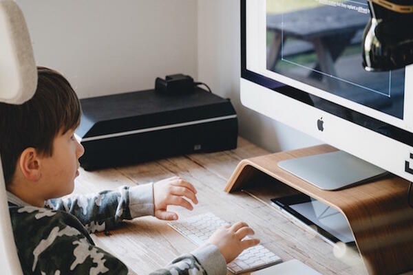 Young boy using a computer