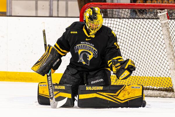 Matt Onuska guards the net for the Waterloo Warriors