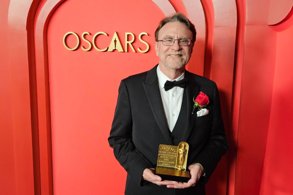 Mike Perkins on red carpet at 2024 Academy Awards Scientific and Technical Awards Presentation