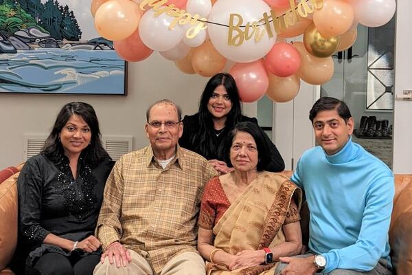 Members of the Varma family pose for a group photo.