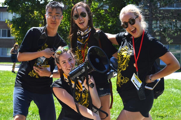 students celebrating orientation